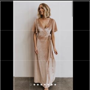 MEGHAN SHELL VELVET WRAP MAXI DRESS